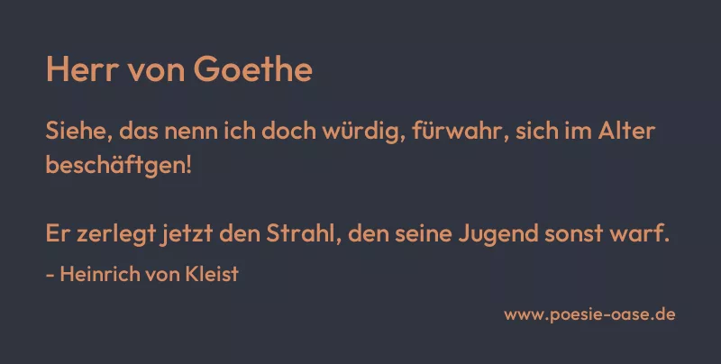 Gedicht: Herr von Goethe von Heinrich von Kleist