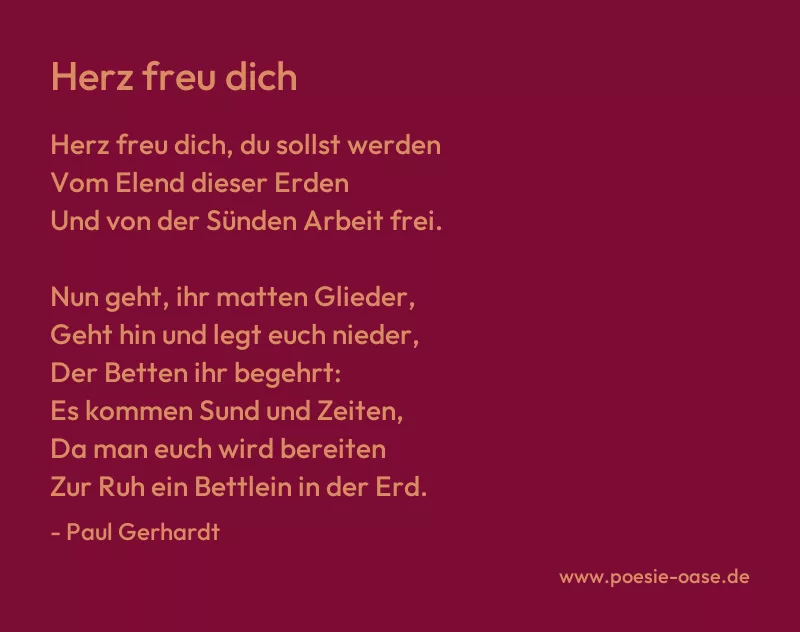 Gedicht: Herz freu dich von Paul Gerhardt