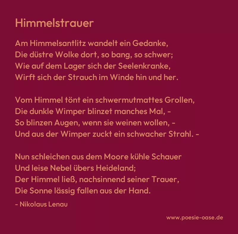 Gedicht: Himmelstrauer von Nikolaus Lenau