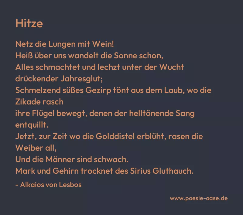 Gedicht: Hitze von Alkaios von Lesbos