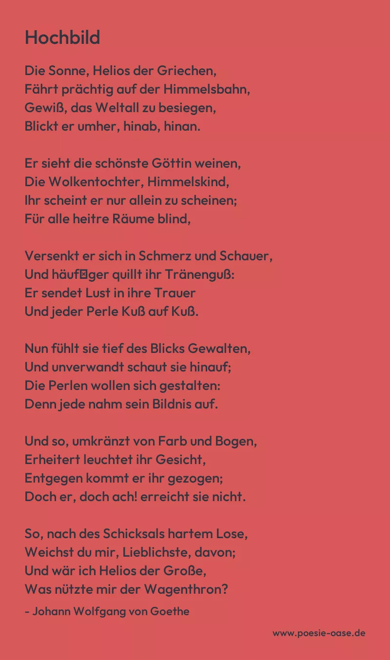 Gedicht: Hochbild von Johann Wolfgang von Goethe