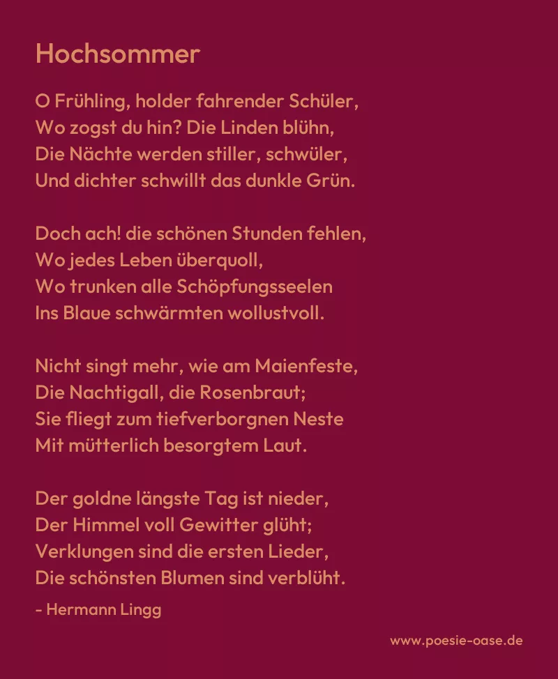 Gedicht: Hochsommer von Hermann Lingg