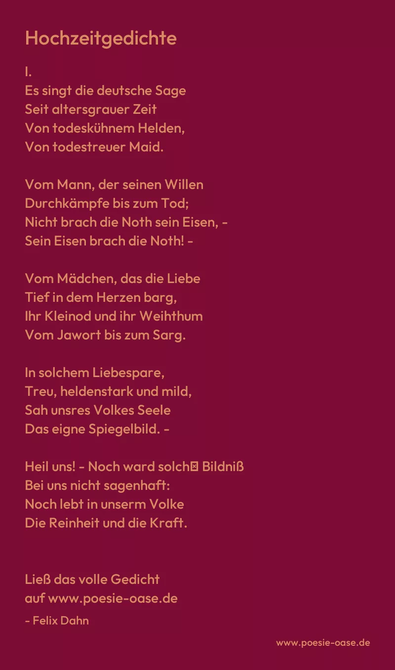 Gedicht: Hochzeitgedichte von Felix Dahn