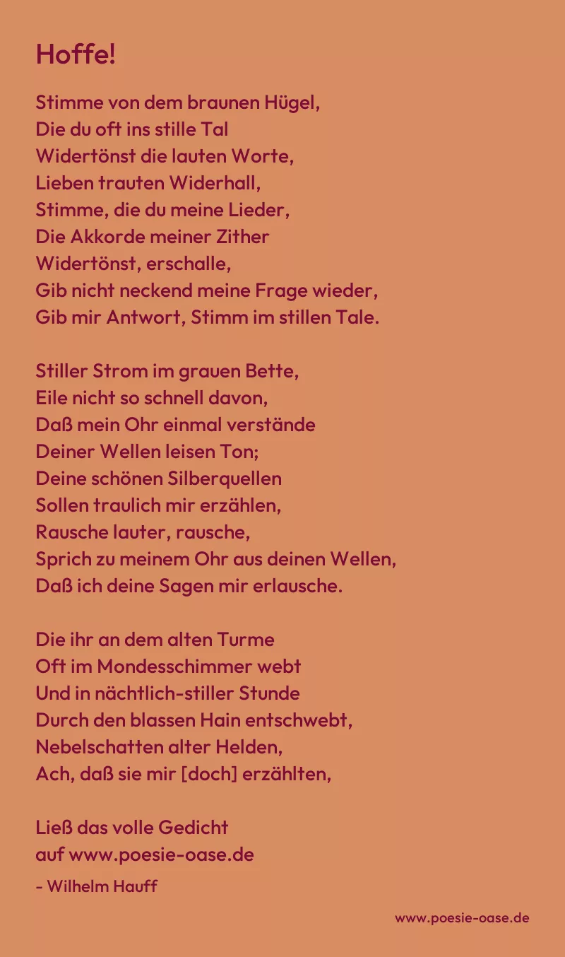 Gedicht: Hoffe! von Wilhelm Hauff