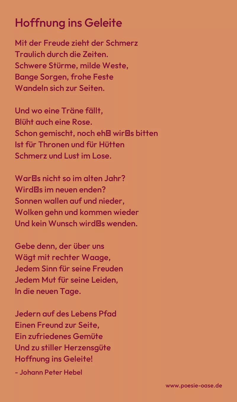 Gedicht: Hoffnung ins Geleite von Johann Peter Hebel