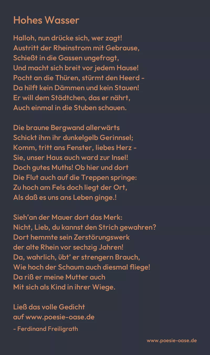 Gedicht: Hohes Wasser von Ferdinand Freiligrath