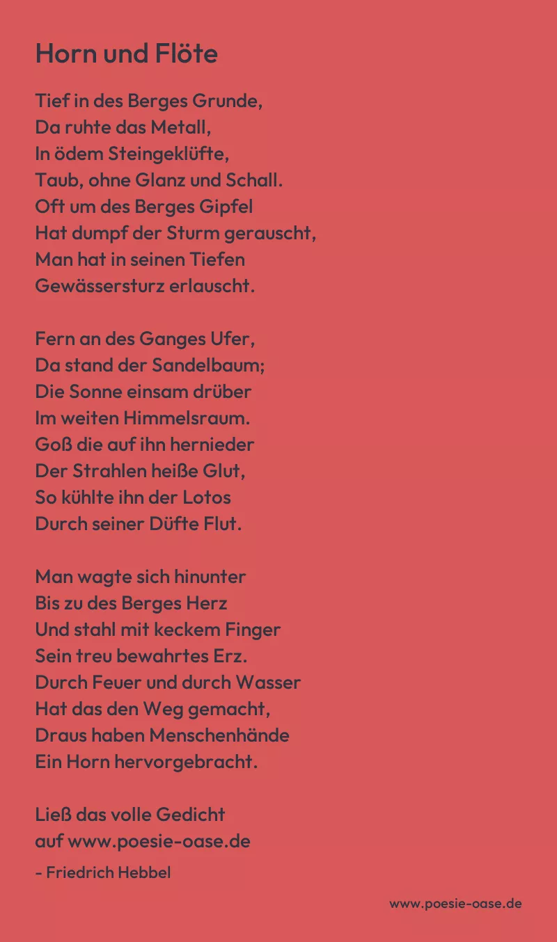 Gedicht: Horn und Flöte von Friedrich Hebbel