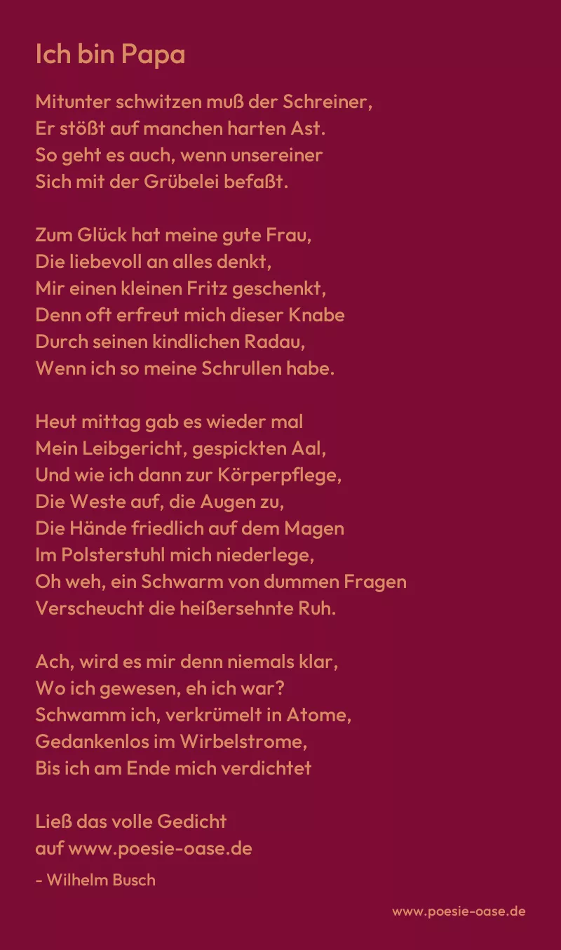 Gedicht: Ich bin Papa von Wilhelm Busch