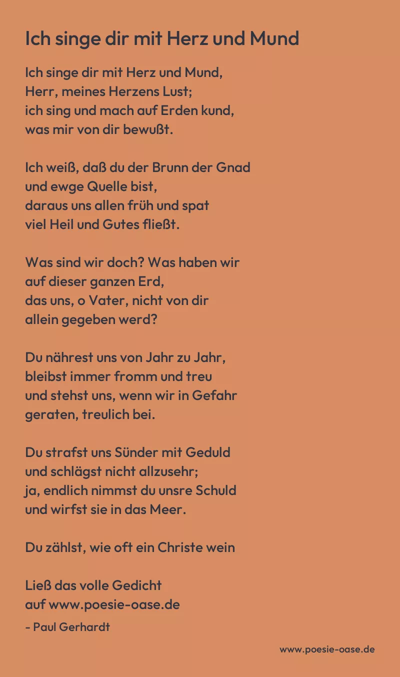 Gedicht: Ich singe dir mit Herz und Mund von Paul Gerhardt