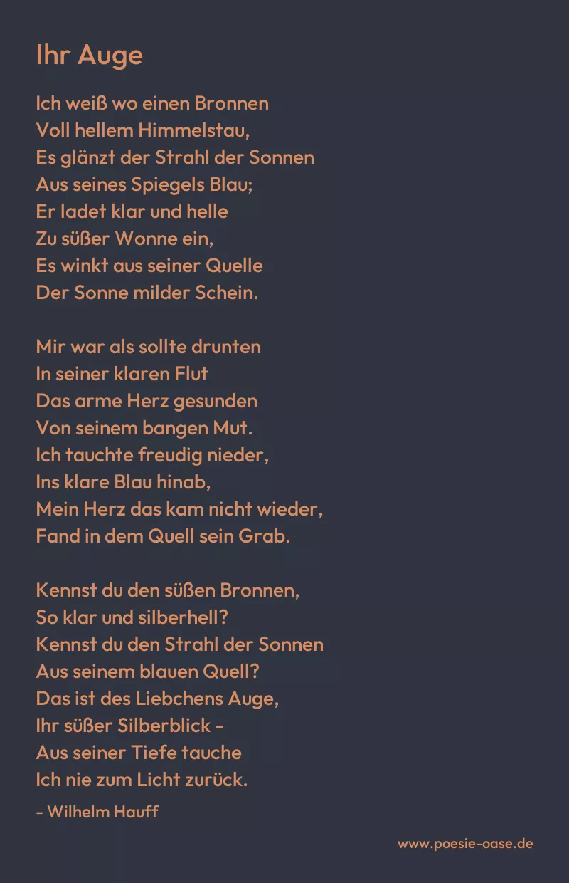Gedicht: Ihr Auge von Wilhelm Hauff