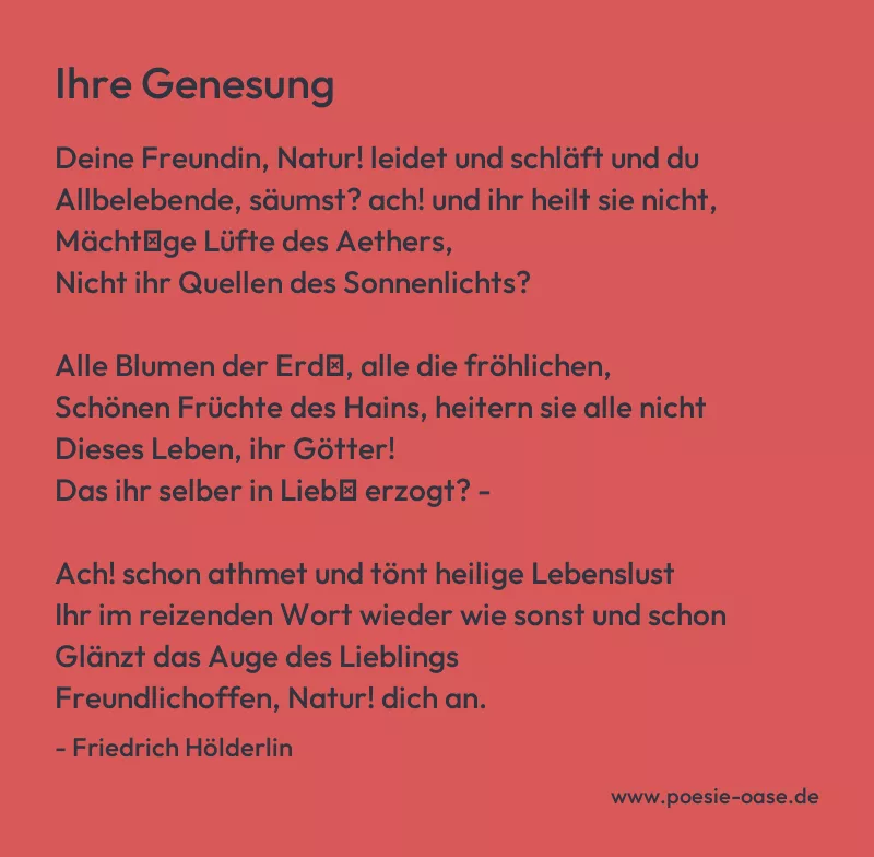Gedicht: Ihre Genesung von Friedrich Hölderlin