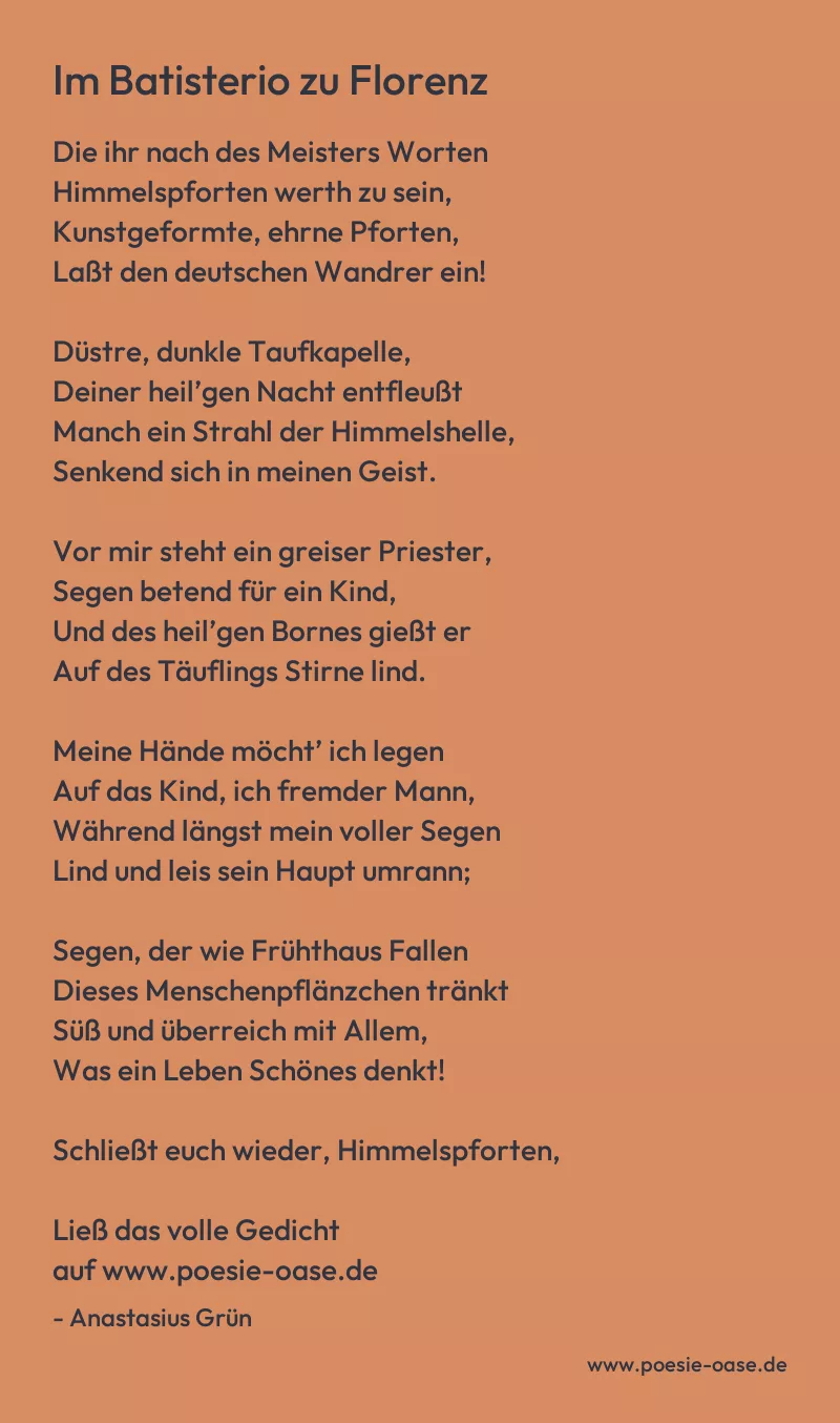 Gedicht: Im Batisterio zu Florenz von Anastasius Grün