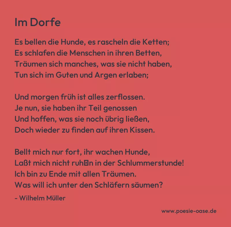 Gedicht: Im Dorfe von Wilhelm Müller