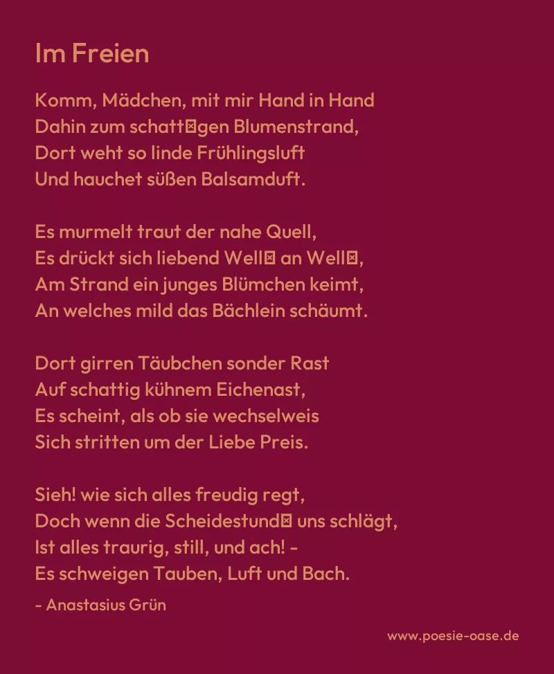 Gedicht: Im Freien von Anastasius Grün