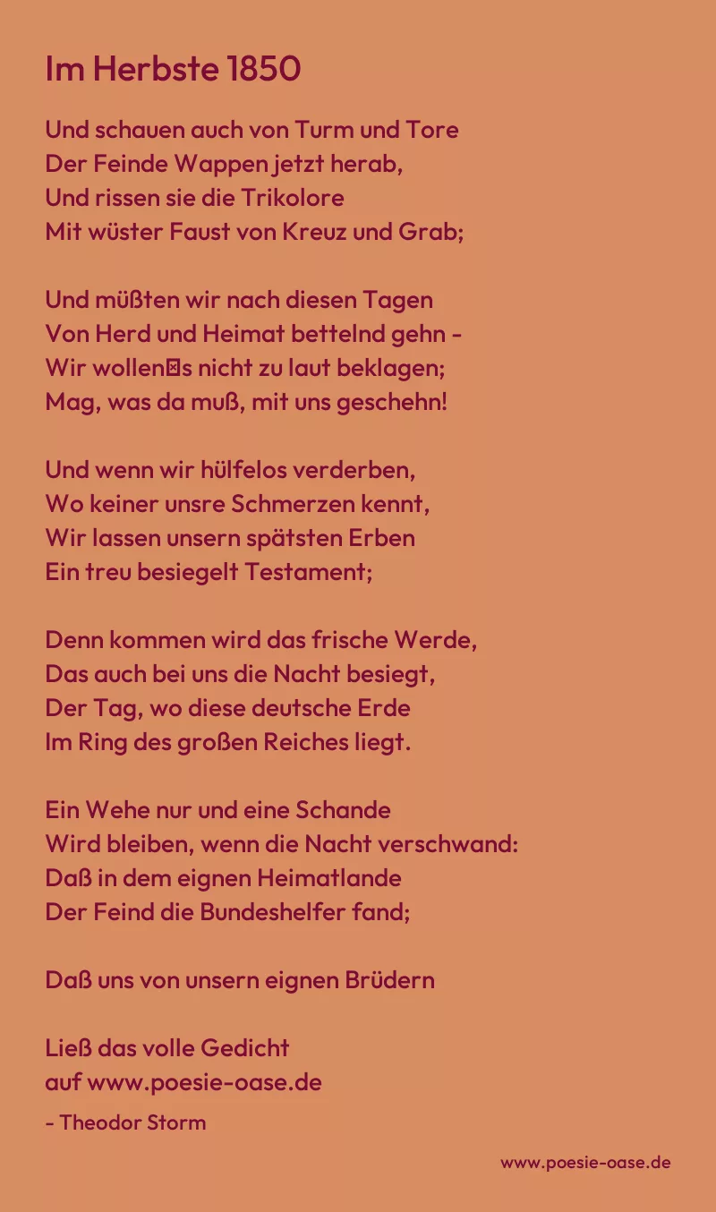 Gedicht: Im Herbste 1850 von Theodor Storm