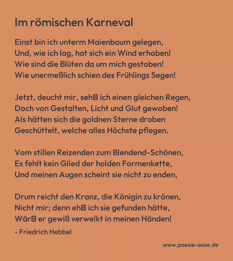 Gedicht: Im römischen Karneval von Friedrich Hebbel