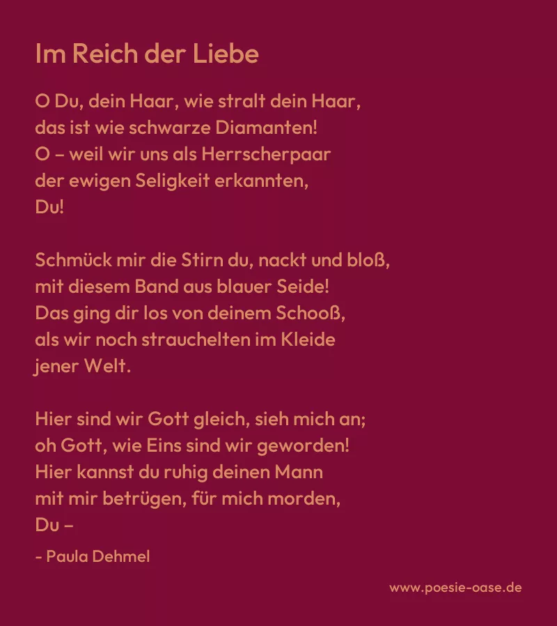 Gedicht: Im Reich der Liebe von Paula Dehmel
