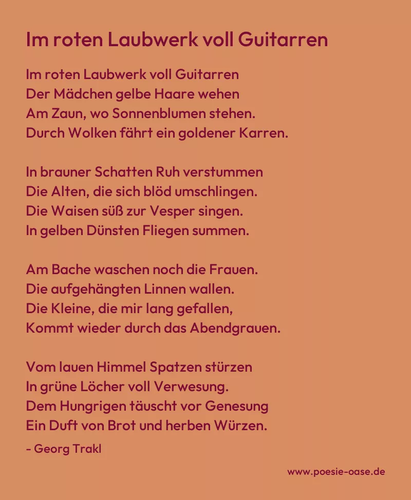 Gedicht: Im roten Laubwerk voll Guitarren von Georg Trakl