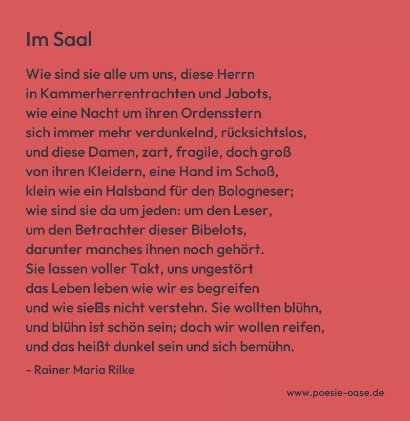 Gedicht: Im Saal von Rainer Maria Rilke