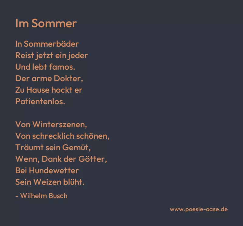 Gedicht: Im Sommer von Wilhelm Busch