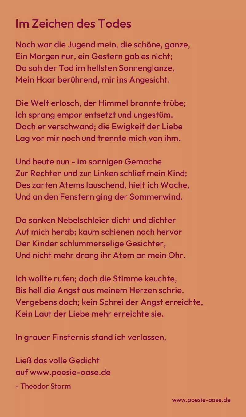 Gedicht: Im Zeichen des Todes von Theodor Storm