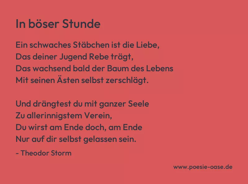 Gedicht: In böser Stunde von Theodor Storm