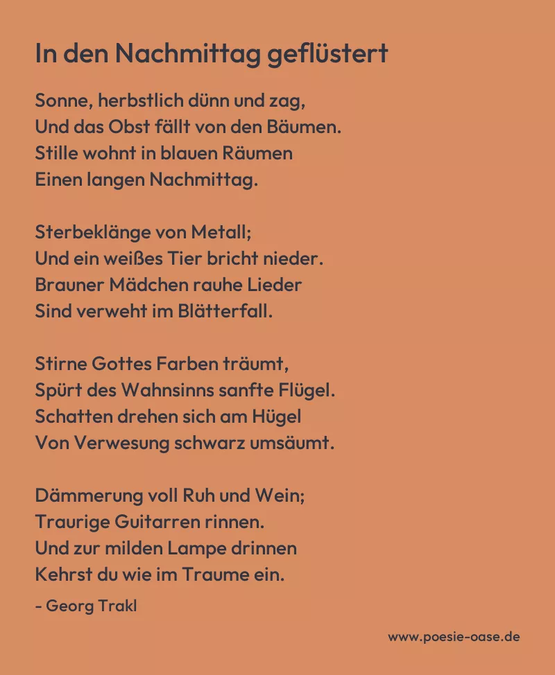 Gedicht: In den Nachmittag geflüstert von Georg Trakl