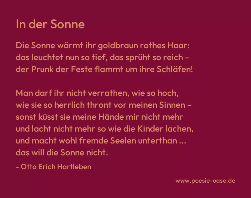 Gedicht: In der Sonne von Otto Erich Hartleben