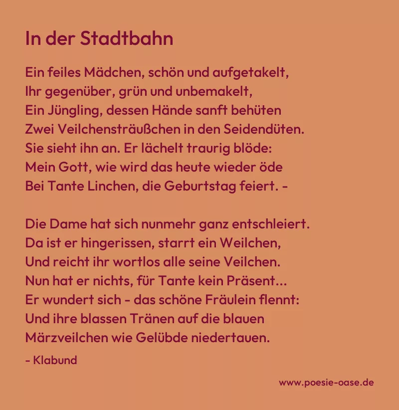 Gedicht: In der Stadtbahn von Klabund