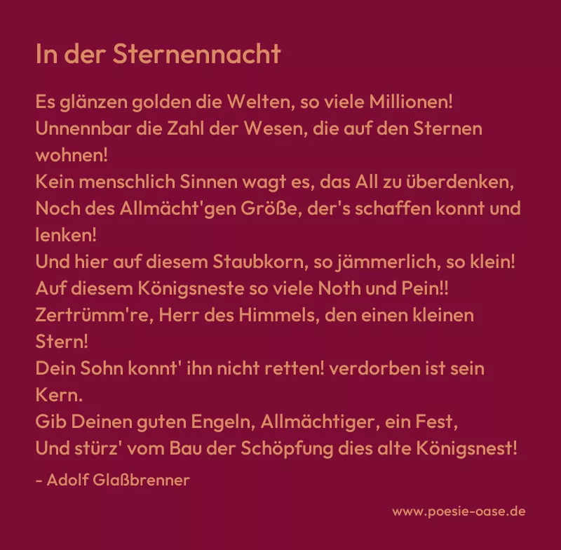 Gedicht: In der Sternennacht von Adolf Glaßbrenner