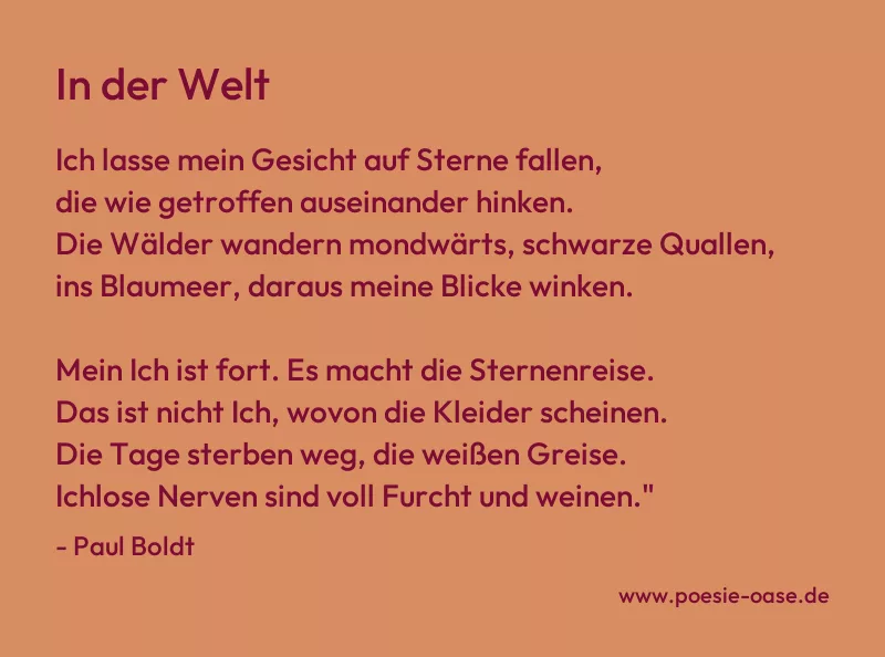 Gedicht: In der Welt von Paul Boldt