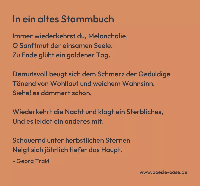 Gedicht: In ein altes Stammbuch von Georg Trakl