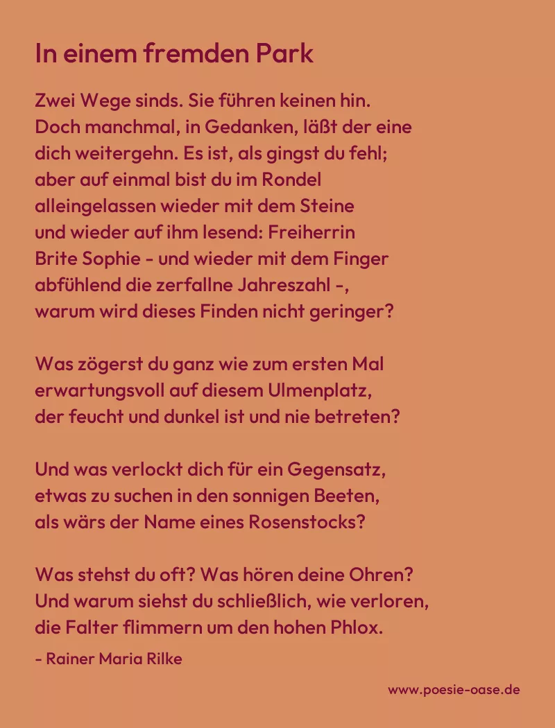 Gedicht: In einem fremden Park von Rainer Maria Rilke
