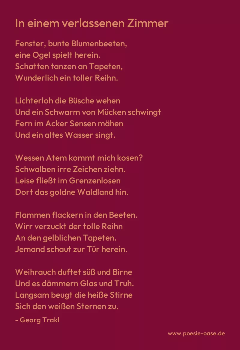 Gedicht: In einem verlassenen Zimmer von Georg Trakl