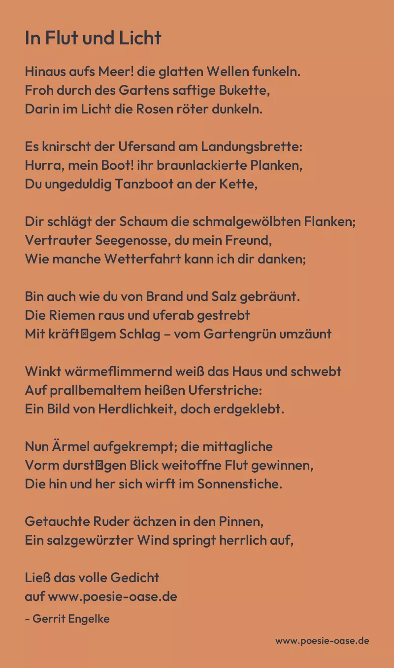 Gedicht: In Flut und Licht von Gerrit Engelke