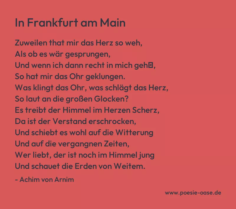 Gedicht: In Frankfurt am Main von Achim von Arnim