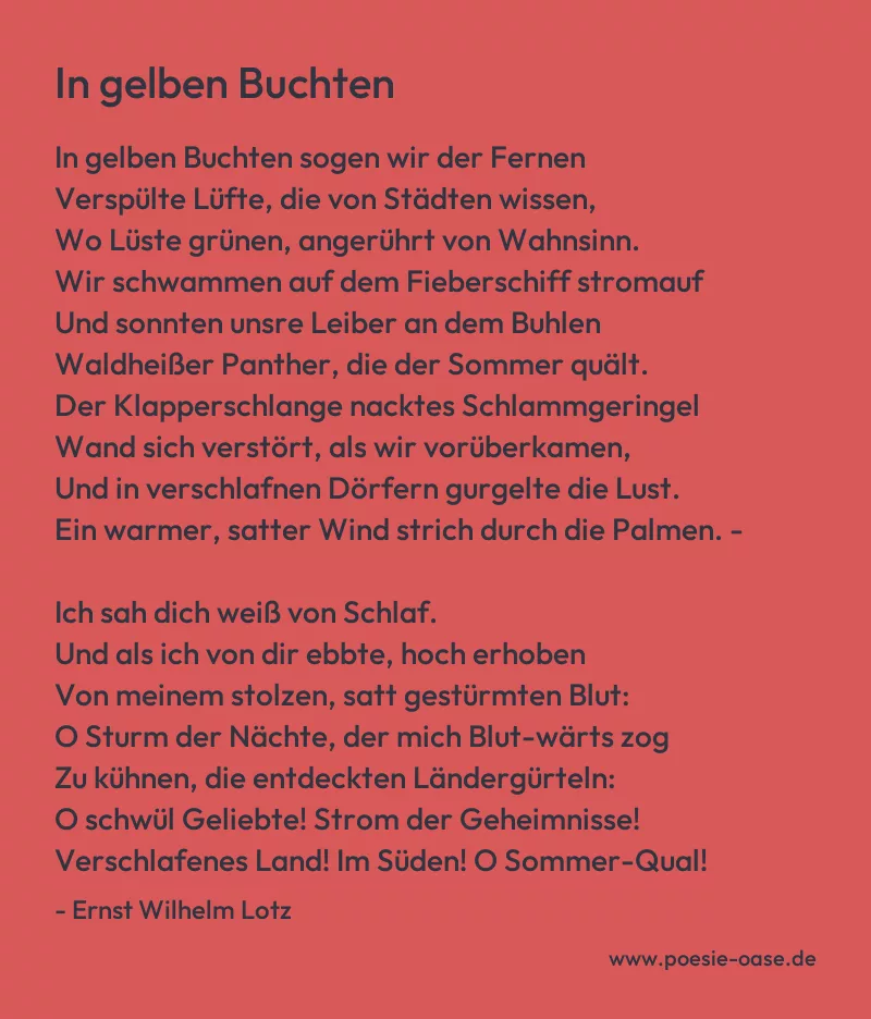 Gedicht: In gelben Buchten von Ernst Wilhelm Lotz