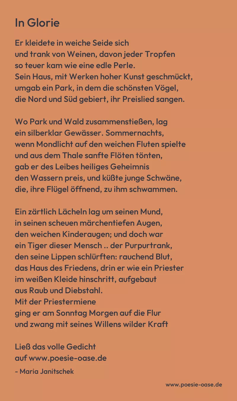 Gedicht: In Glorie von Maria Janitschek