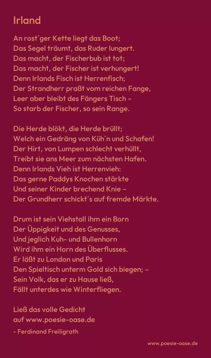 Gedicht: Irland von Ferdinand Freiligrath