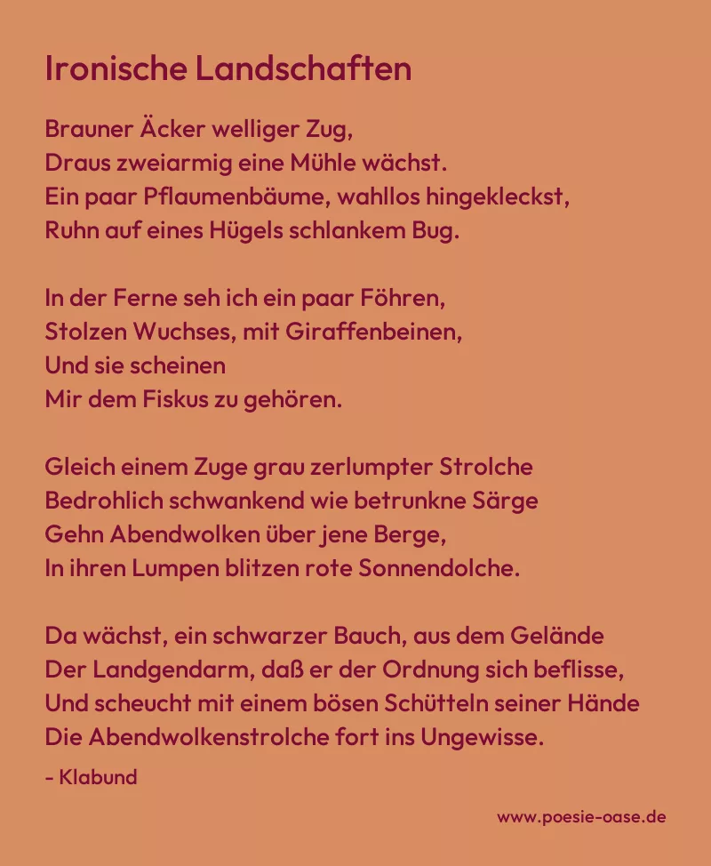 Gedicht: Ironische Landschaften von Klabund