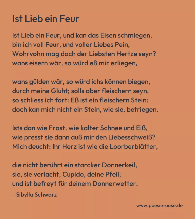 Gedicht: Ist Lieb ein Feur von Sibylla Schwarz