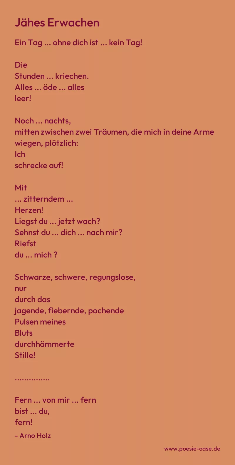 Gedicht: Jähes Erwachen von Arno Holz