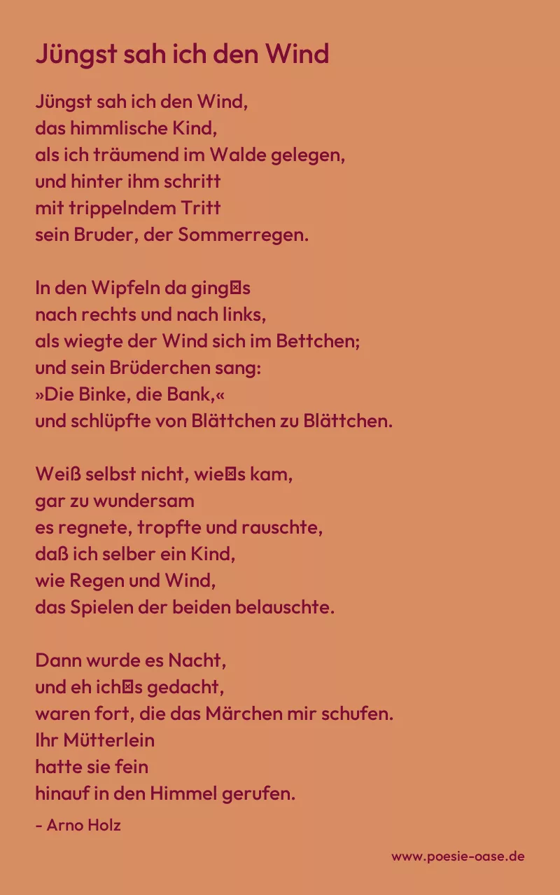 Gedicht: Jüngst sah ich den Wind von Arno Holz