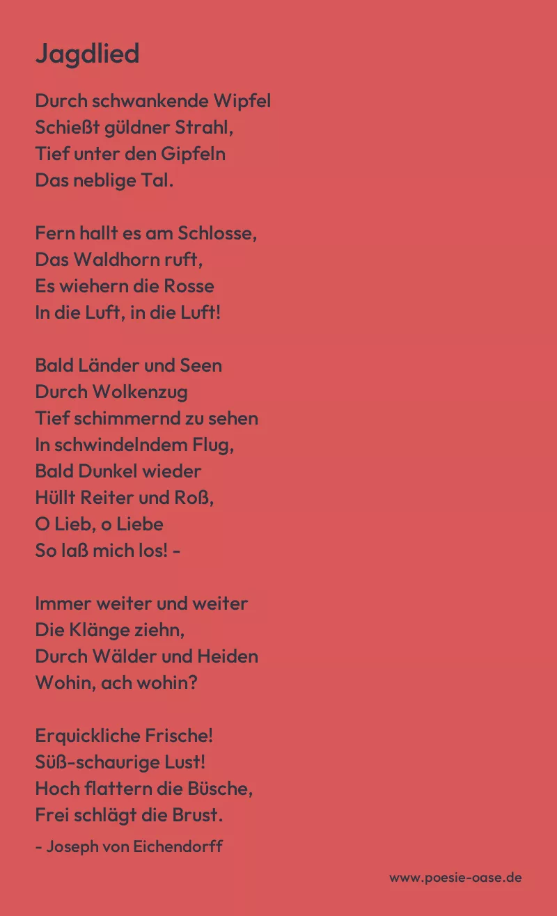 Gedicht: Jagdlied von Joseph von Eichendorff