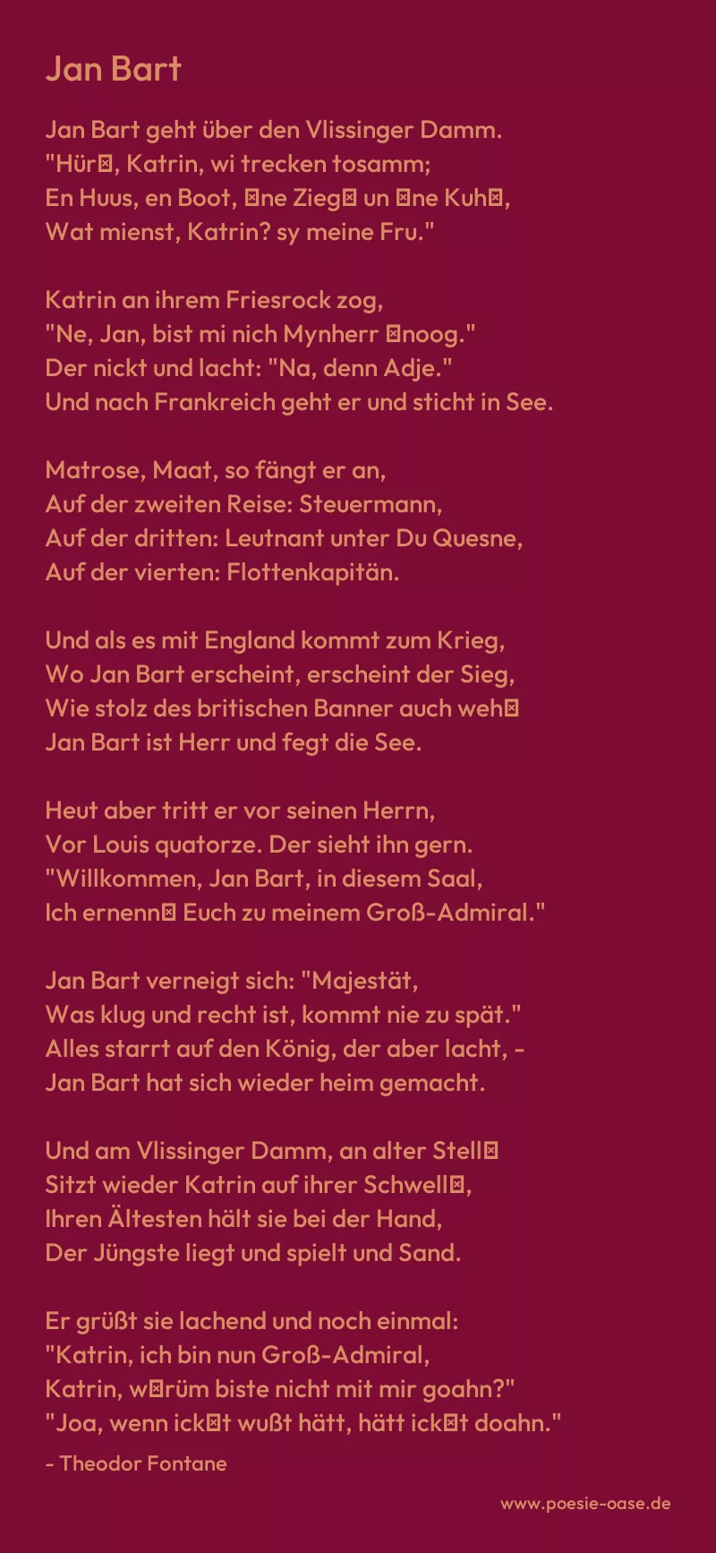 Gedicht: Jan Bart von Theodor Fontane