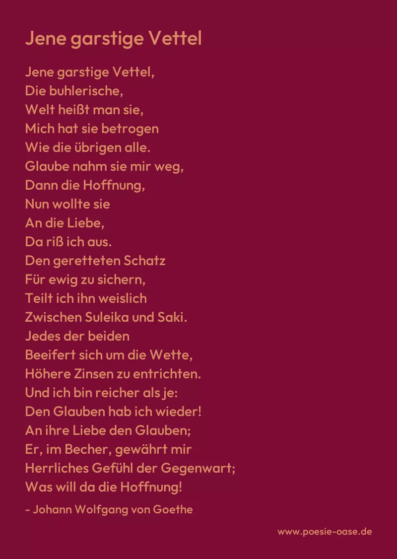 Gedicht: Jene garstige Vettel von Johann Wolfgang von Goethe