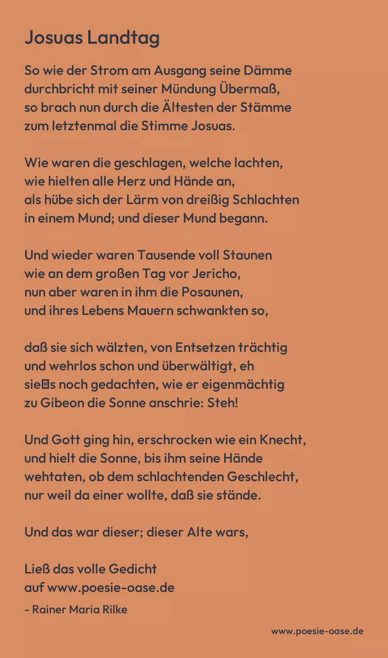 Gedicht: Josuas Landtag von Rainer Maria Rilke