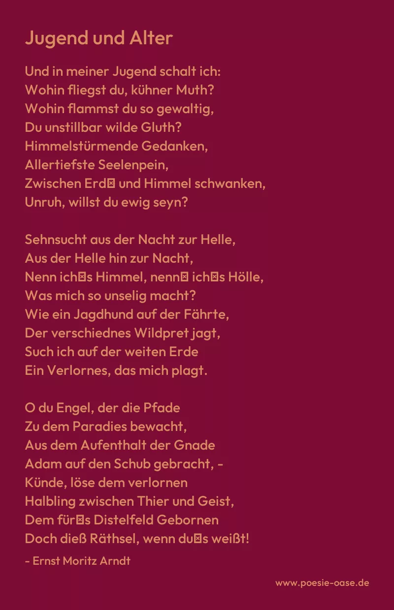 Gedicht: Jugend und Alter von Ernst Moritz Arndt