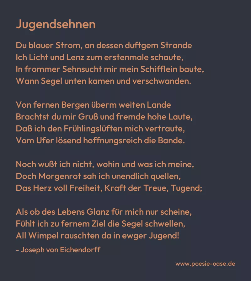 Gedicht: Jugendsehnen von Joseph von Eichendorff