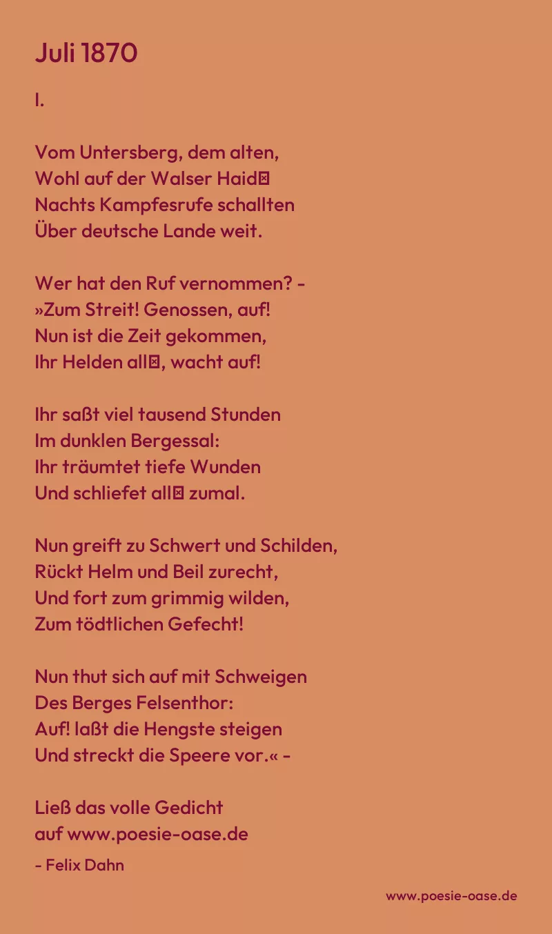 Gedicht: Juli 1870 von Felix Dahn